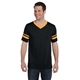 aerial view a black/ gold augusta sportswear adult sleeve stripe jersey - all, image 1 of 3