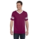 aerial view a maroon/ white augusta sportswear adult sleeve stripe jersey - all, image 1 of 3