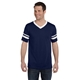 aerial view a navy/ white augusta sportswear adult sleeve stripe jersey - all, image 1 of 3