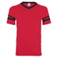aerial view a red/ black augusta sportswear adult sleeve stripe jersey - all, image 1 of 3