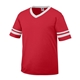 aerial view a red/ white augusta sportswear adult sleeve stripe jersey - all, image 1 of 4