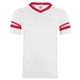 aerial view a white/ red augusta sportswear adult sleeve stripe jersey - all, image 1 of 5