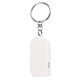 aerial view a white with white phone stand and screen cleaner combo key chain, image 1 of 4