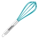 aerial view a blue stainless steel handled rubber whisk, image 1 of 2