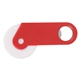 aerial view a red personalized pizza cutter with bottle opener, image 1 of 3