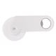 aerial view a white personalized pizza cutter with bottle opener, image 1 of 3
