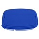 aerial view a blue recycled 2- section lunch container, image 1 of 2