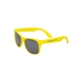 aerial view a yellow single tone matte plastic sunglasses, image 1 of 2