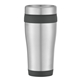 aerial view a stainless steel with black trim 15 oz aspen stainless steel tumbler, image 1 of 2