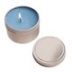 aerial view a blue/ocean mist promotional 2 oz round tin soy candle with your logo, image 1 of 3