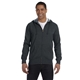 aerial view a charcoal econscious unisex heathered full - zip hooded sweatshirt - all, image 1 of 3