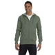 aerial view a military green econscious unisex heathered full - zip hooded sweatshirt - all, image 1 of 3