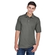 aerial view a charcoal harriton 5.6 oz easy blend polo - mens, image 1 of 7