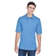 aerial view a light college blue harriton 5.6 oz easy blend polo - mens, image 1 of 7