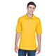 aerial view a sunray yellow harriton 5.6 oz easy blend polo - mens, image 1 of 7