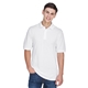 aerial view a white harriton 5.6 oz easy blend polo - mens, image 1 of 7