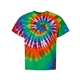 aerial view a michelangelo dyenomite - multi - color spiral tie - dyed t - shirt - colors, image 1 of 3