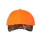 aerial view a blaze/ realtree hardwoods kati - solid crown with camo visor cap, image 1 of 3