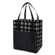 aerial view a gray with black northwoods laminated non - woven tote bag, image 1 of 2