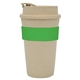 aerial view a natural tumbler & lime green band 16 oz harvest travel tumbler, image 1 of 2