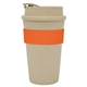 aerial view a natural tumbler & orange band 16 oz harvest travel tumbler, image 1 of 2