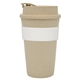 aerial view a natural tumbler & white band 16 oz harvest travel tumbler, image 1 of 2