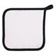 aerial view a white with black trim full color quilted pot holder, image 1 of 3