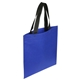 aerial view a blue non woven multi color recycle portrait shopping bag 13.5 x 14, image 1 of 2