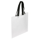 aerial view a white non woven multi color recycle portrait shopping bag 13.5 x 14, image 1 of 2