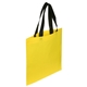 aerial view a yellow non woven multi color recycle portrait shopping bag 13.5 x 14, image 1 of 2