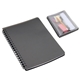 aerial view a black hardcover notebook with pouch, image 1 of 2