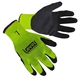 a lime/black hi - viz lime textured latex palm coated gloves