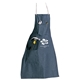 a dark blue denim apron w / two pockets