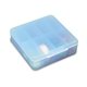 a crystal blue polypropylene 8 compartment compact pill box