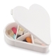 a white 7 compartment heart pill box