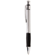 a metallic silver ergo - style grip pen