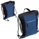 aerial view a navy blue greystone polycanvas drawstring backpack, image 1 of 2