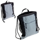 aerial view a gray greystone polycanvas drawstring backpack, image 1 of 2