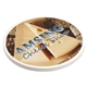aerial view a white cobblestone absorbent coaster with cork base, image 1 of 3