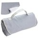 aerial view a gray deluxe barrel fleece blanket, image 1 of 2