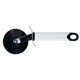 aerial view a white w/black trim metal pizza cutter, image 1 of 3