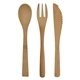 3 Piece Bamboo Utensil Set In Travel Pouch