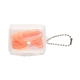 aerial view a orange silicone ear plugs with string, image 1 of 3