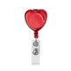 aerial view a translucent red heart - shaped retractable badge holder, image 1 of 3