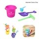 a assorted mini bucket beach play set with rake and scoop