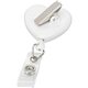 a white heart shaped retractable badge reel holder