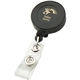 a black retractable badge reel with swivel bulldog clip