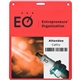 a red conventional badge holder