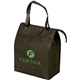 aerial view a black medium insulated grocery tote bag, image 1 of 2