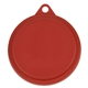 aerial view a red 3- step rubber pet / dog food can lid, image 1 of 2
